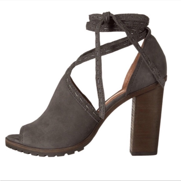 Frye Suzie Pickstitch Lug Heel Grigio Gray Suede Size 7 - Picture 2 of 12